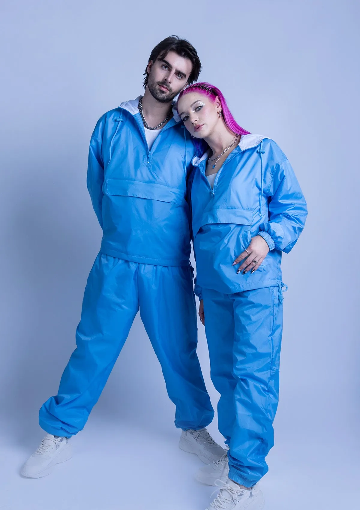 2300HS Unisex Half Zipper Taffeta Nylon Tracksuit Set - Carolina Blue