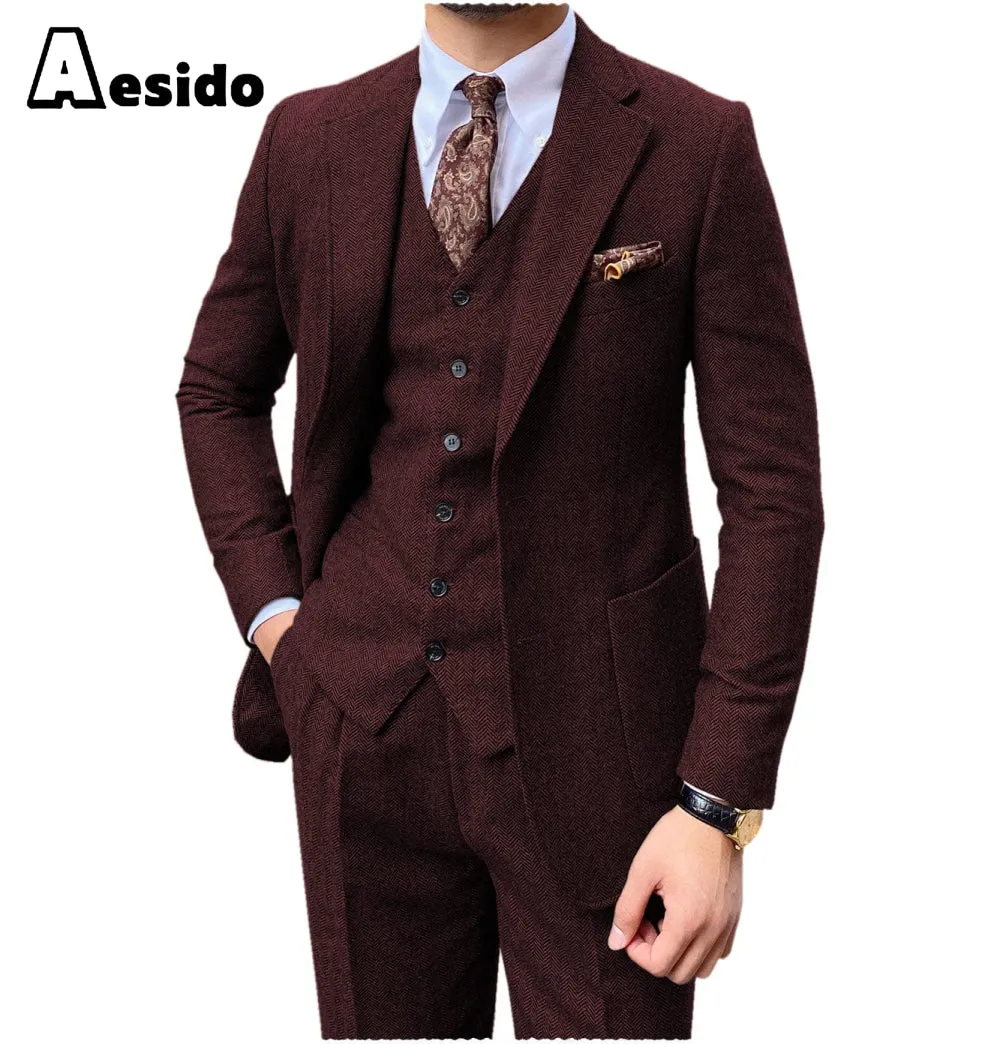 3 Pieces Peack Lapel Men Suit (Blazer Vest Pants)