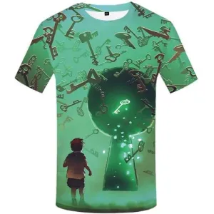 Alien T shirts Men Metal Tshirt Anime Space T shirts Funny Character Shirt Print Cartoon T-shirts Graphic Short Sleeve Hip hop