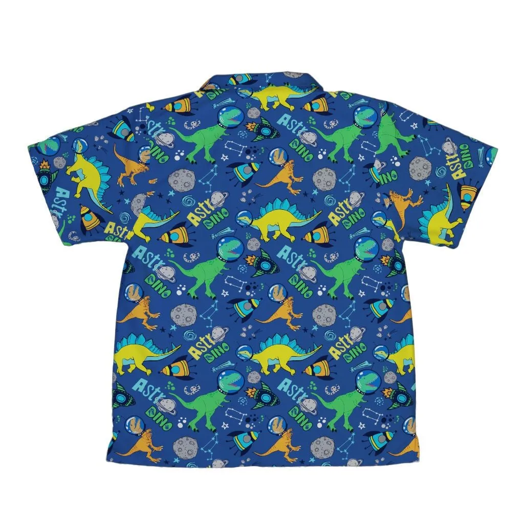 Astro Dino Dinosaur Outer Space Blue Youth Hawaiian Shirt