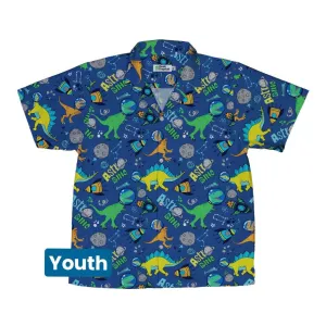 Astro Dino Dinosaur Outer Space Blue Youth Hawaiian Shirt