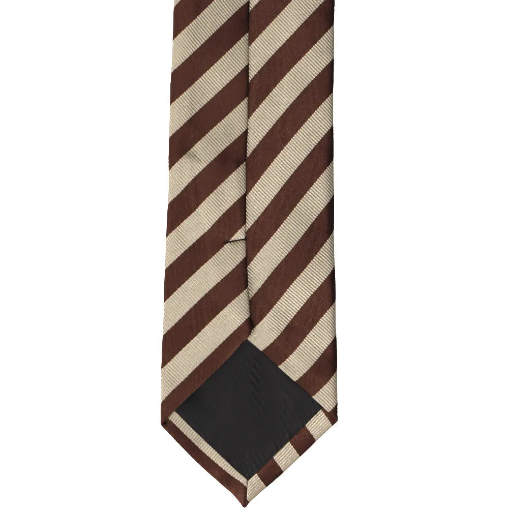 Brown and Beige Formal Striped Tie