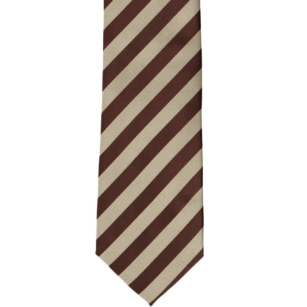 Brown and Beige Formal Striped Tie