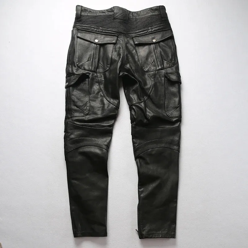 Cowhide Genuine LeatherSlim Sweatpants