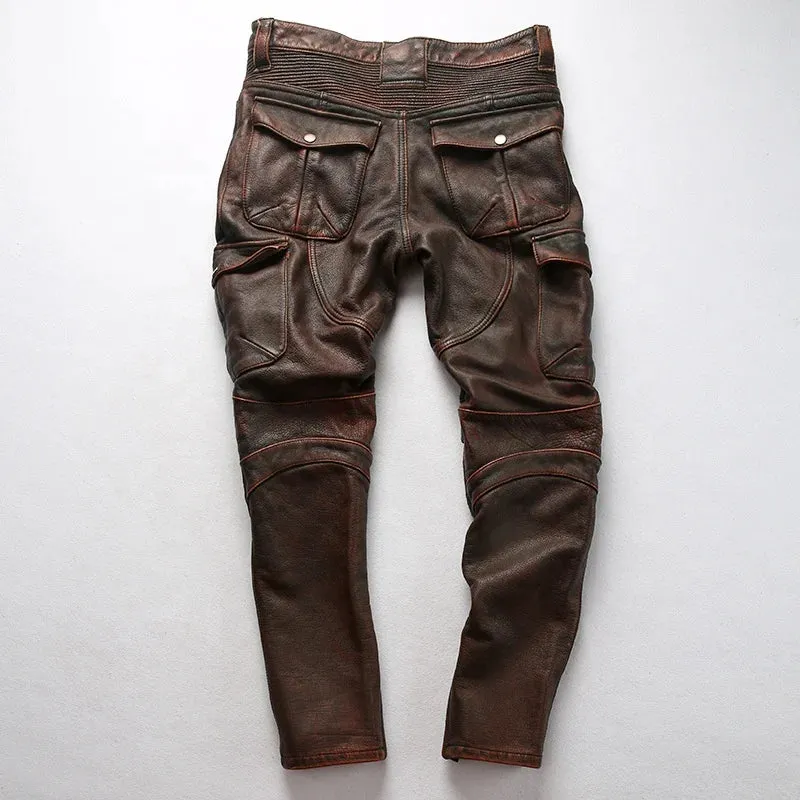 Cowhide Genuine LeatherSlim Sweatpants