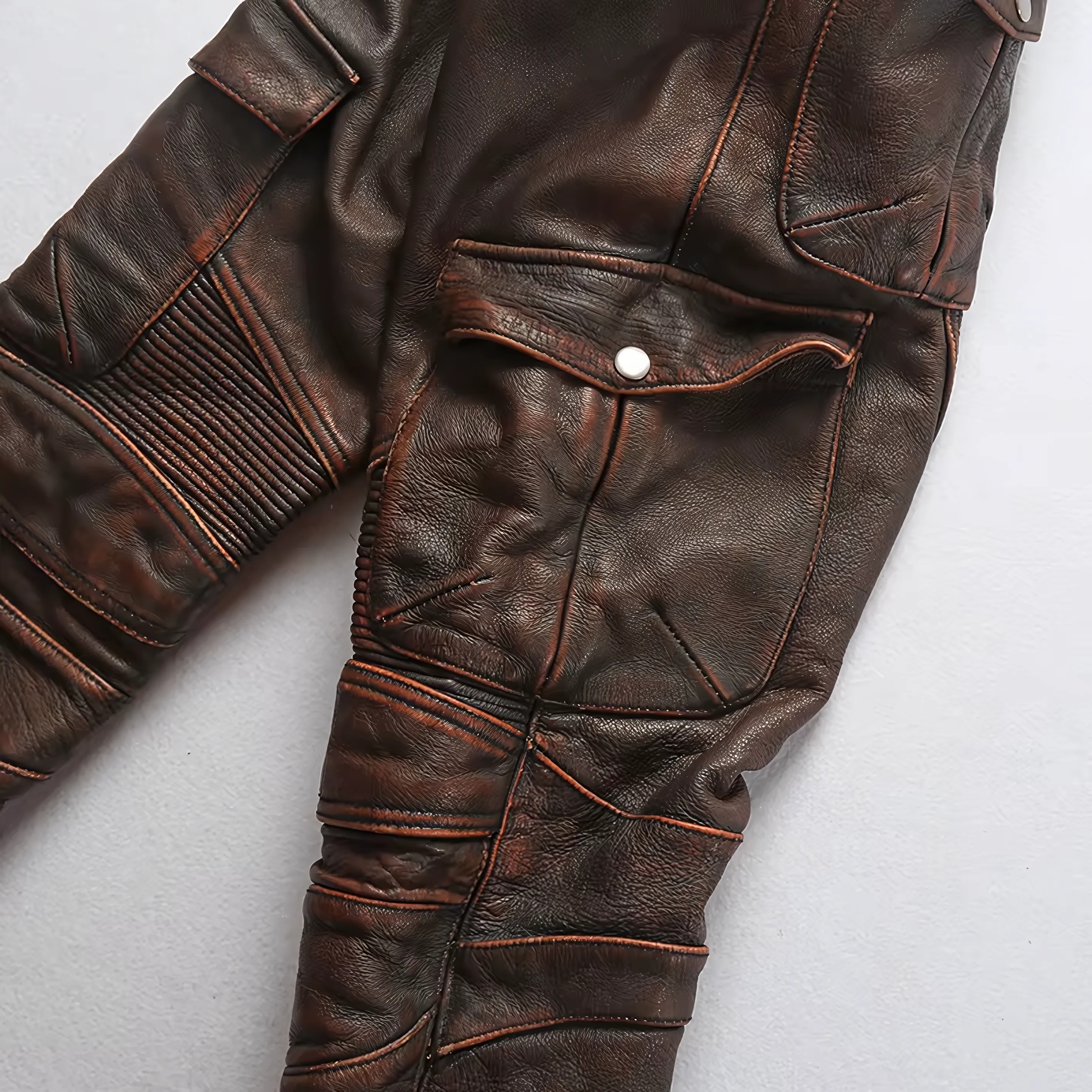 Cowhide Genuine LeatherSlim Sweatpants