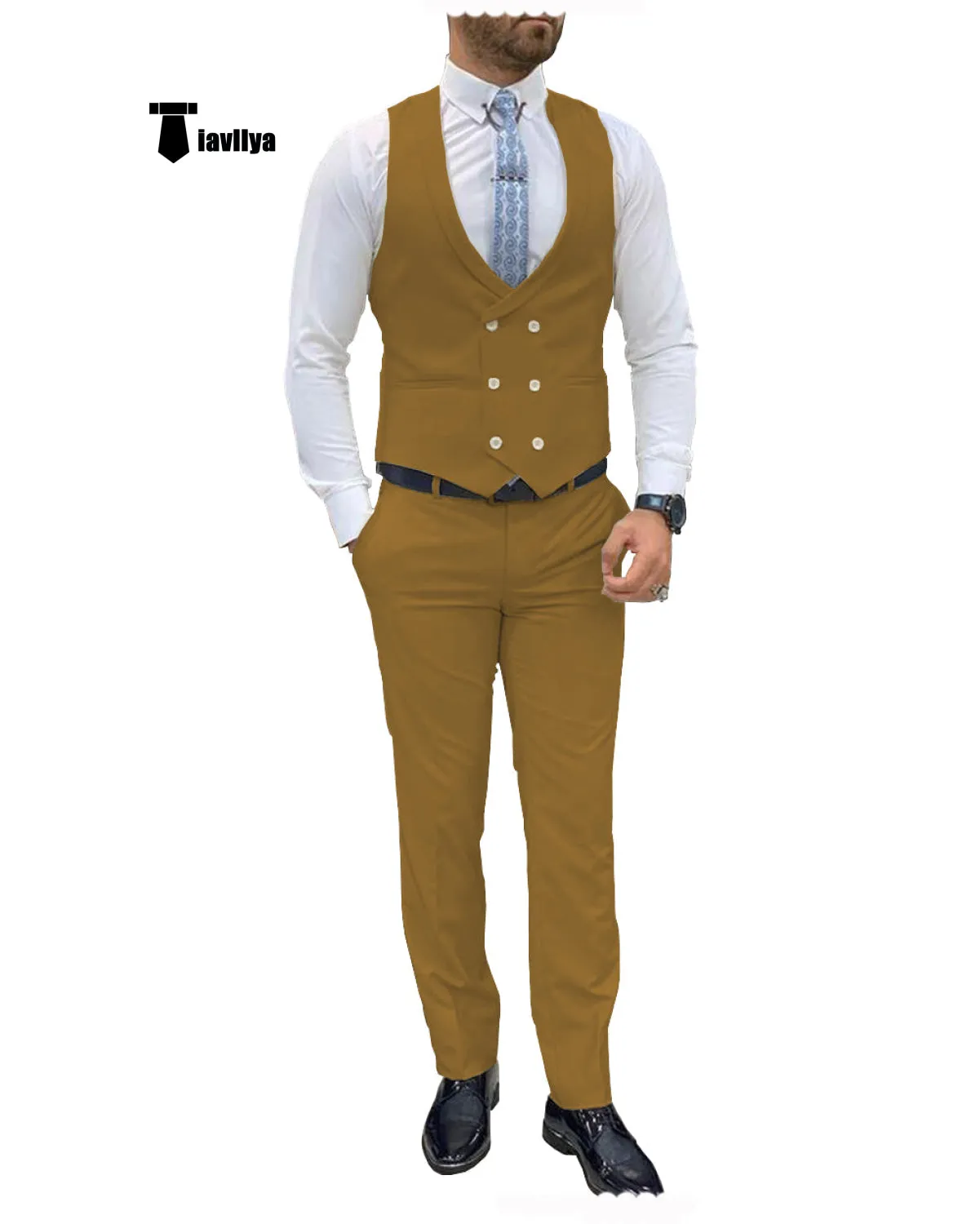 Double Breasted Formal 2 pieces Mens Suit For Wedding(Vest Pants)