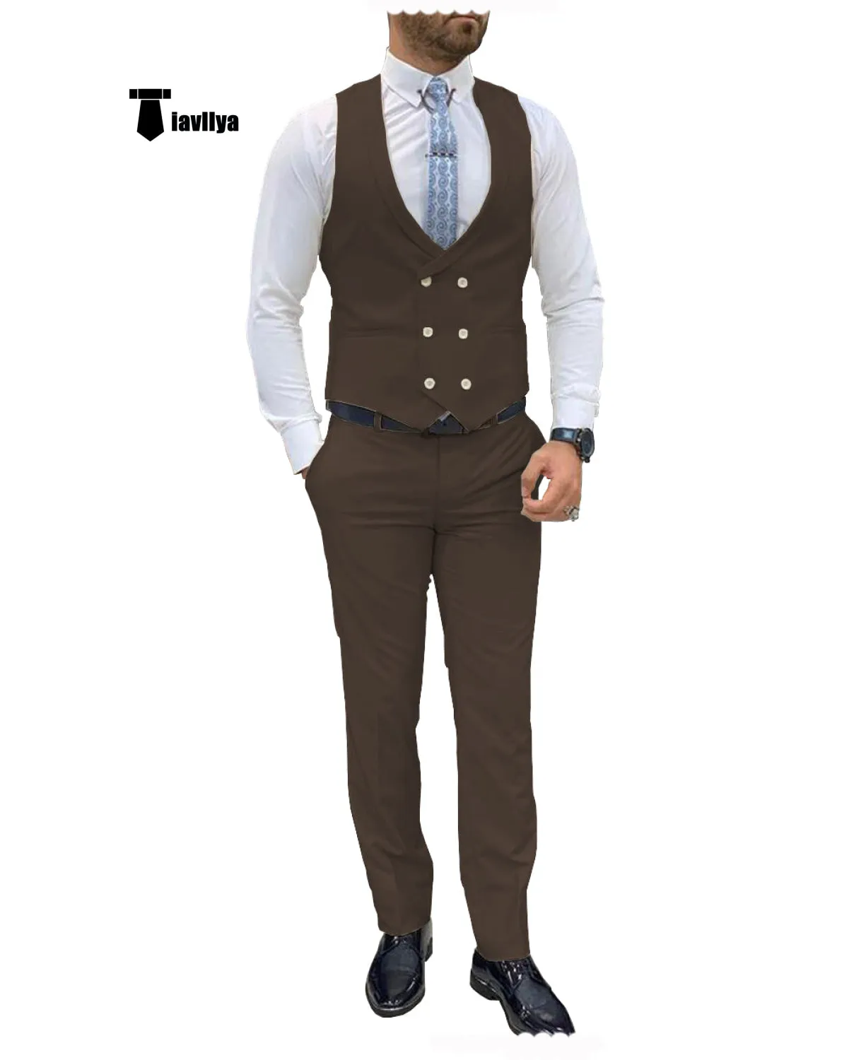 Double Breasted Formal 2 pieces Mens Suit For Wedding(Vest Pants)