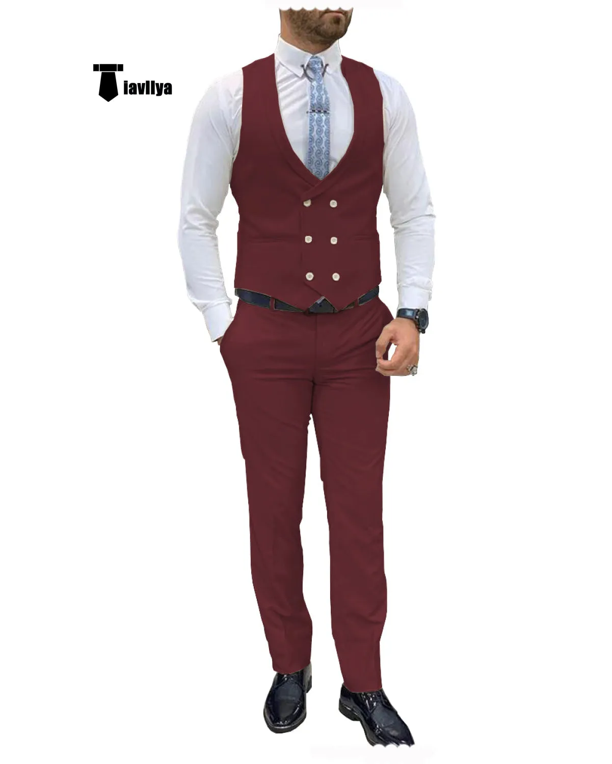 Double Breasted Formal 2 pieces Mens Suit For Wedding(Vest Pants)