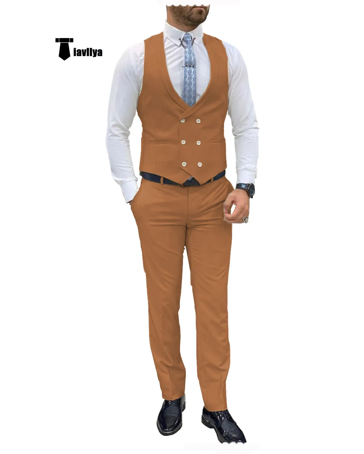 Double Breasted Formal 2 pieces Mens Suit For Wedding(Vest Pants)