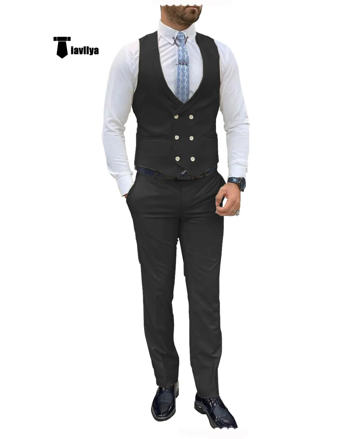 Double Breasted Formal 2 pieces Mens Suit For Wedding(Vest Pants)