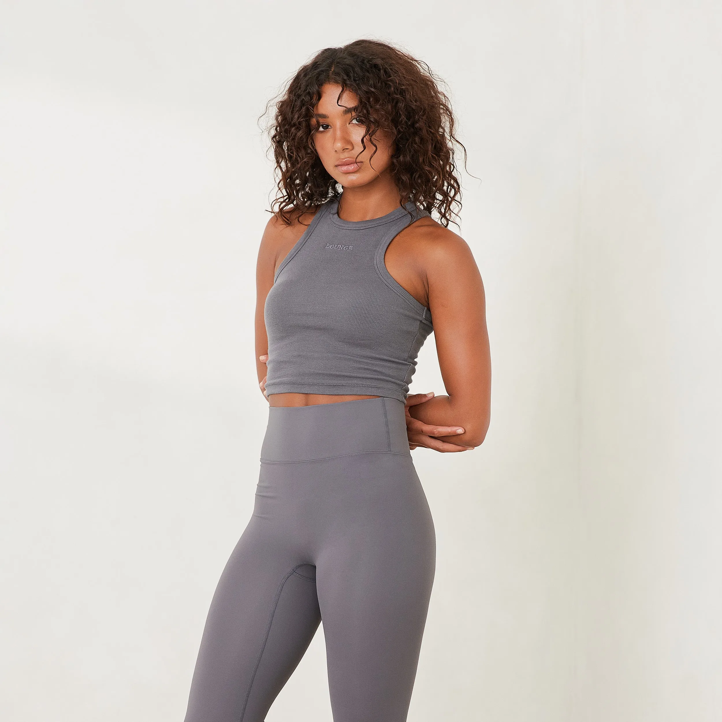 Essential Ribbed Racerback Top - Charcoal