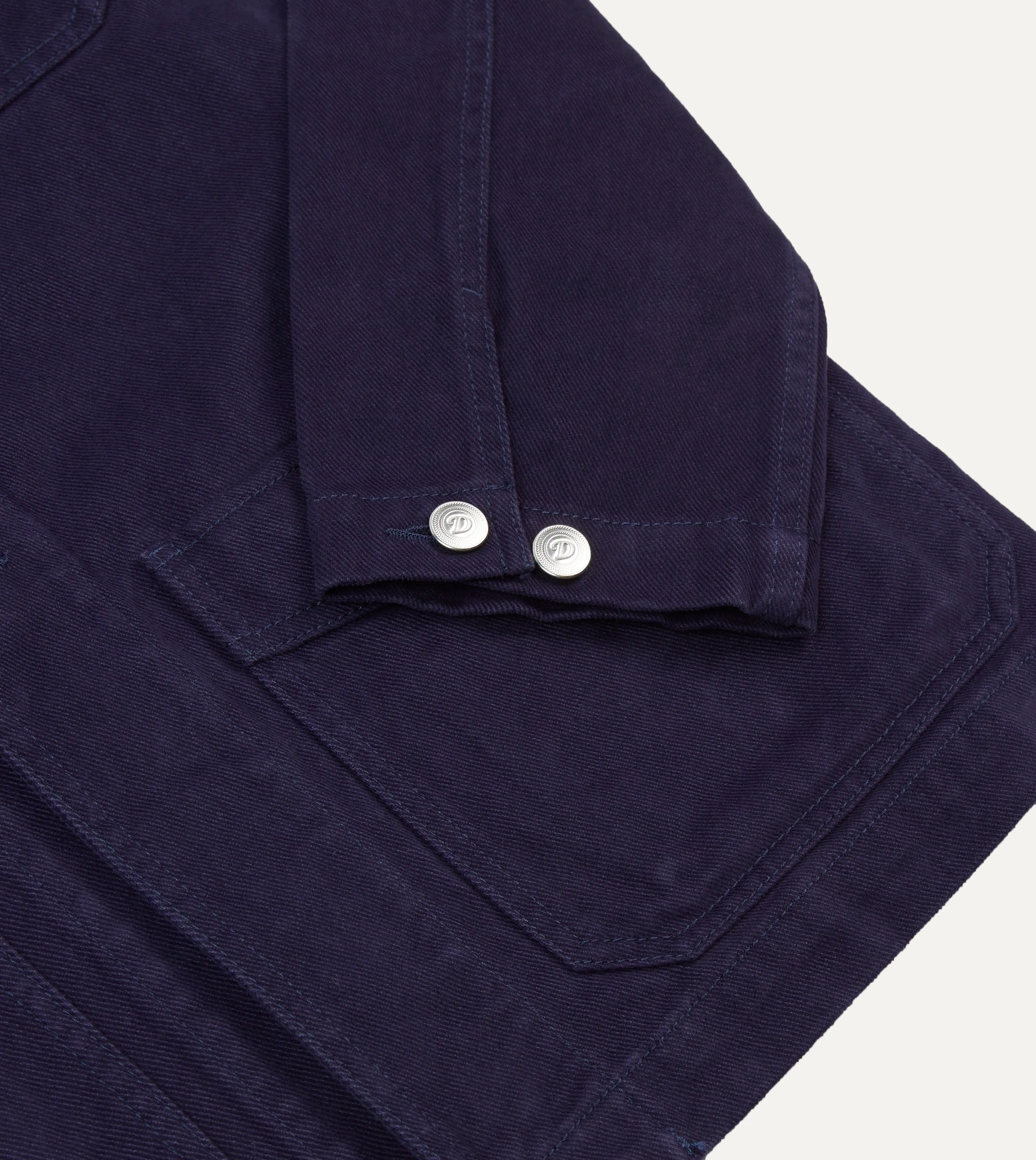 French Blue Heavy Twill Cotton Five-Pocket Chore Jacket