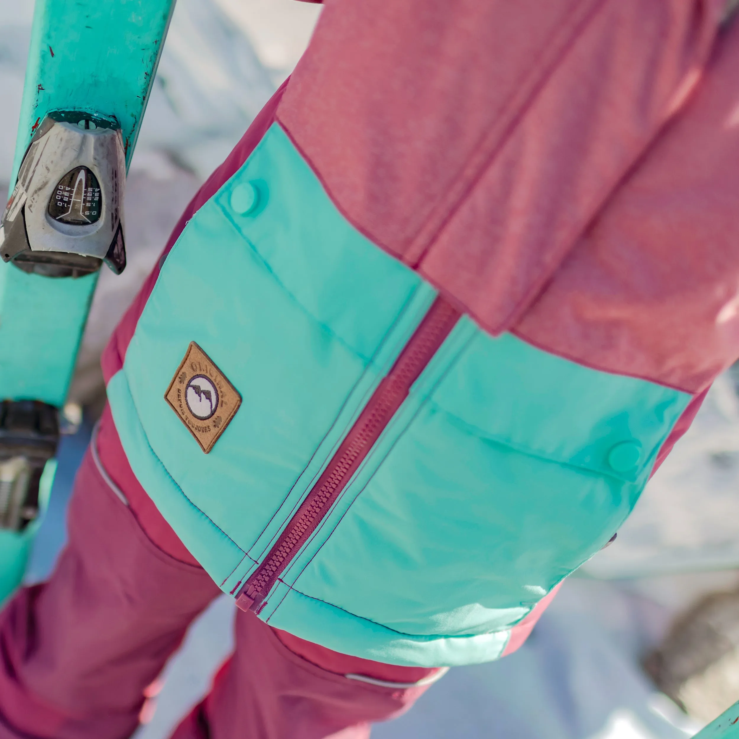 Habit de neige deux pièces rose et turquoise, enfant || Pink and turquoise two piece snowsuit, child