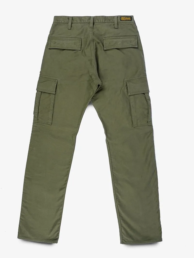 Iron Heart Denim Whipcord Cargo Pants - Army Green