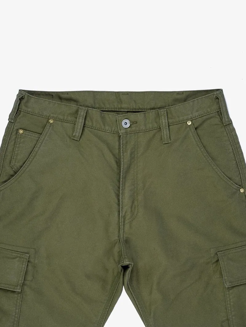 Iron Heart Denim Whipcord Cargo Pants - Army Green