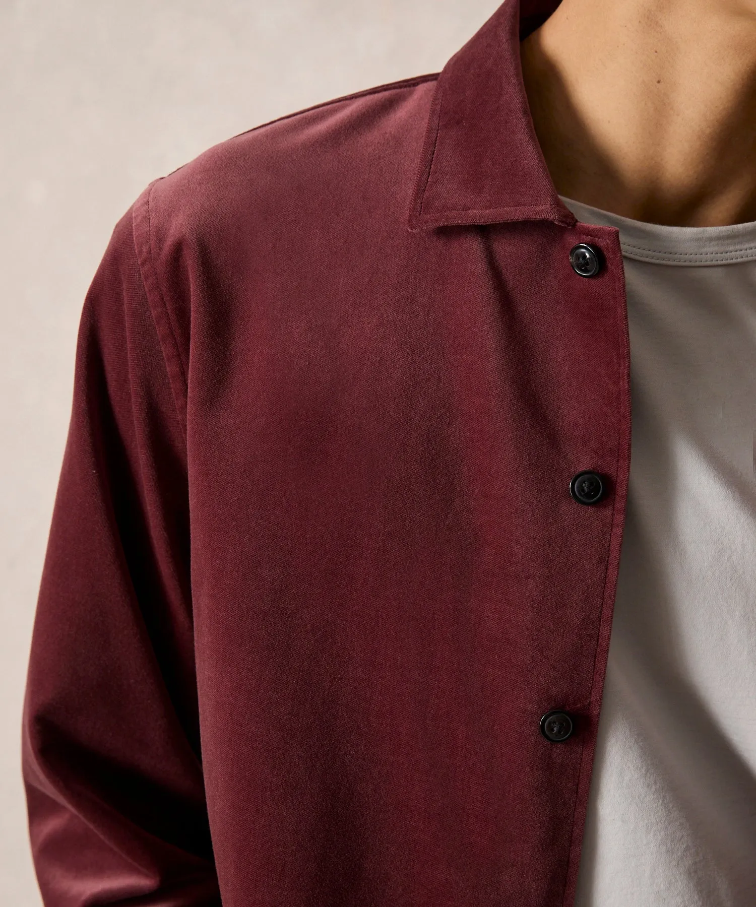 Italian Velvet Overshirt in Mauve