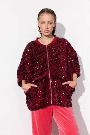 Kaia Sequin Jacket - Deep red