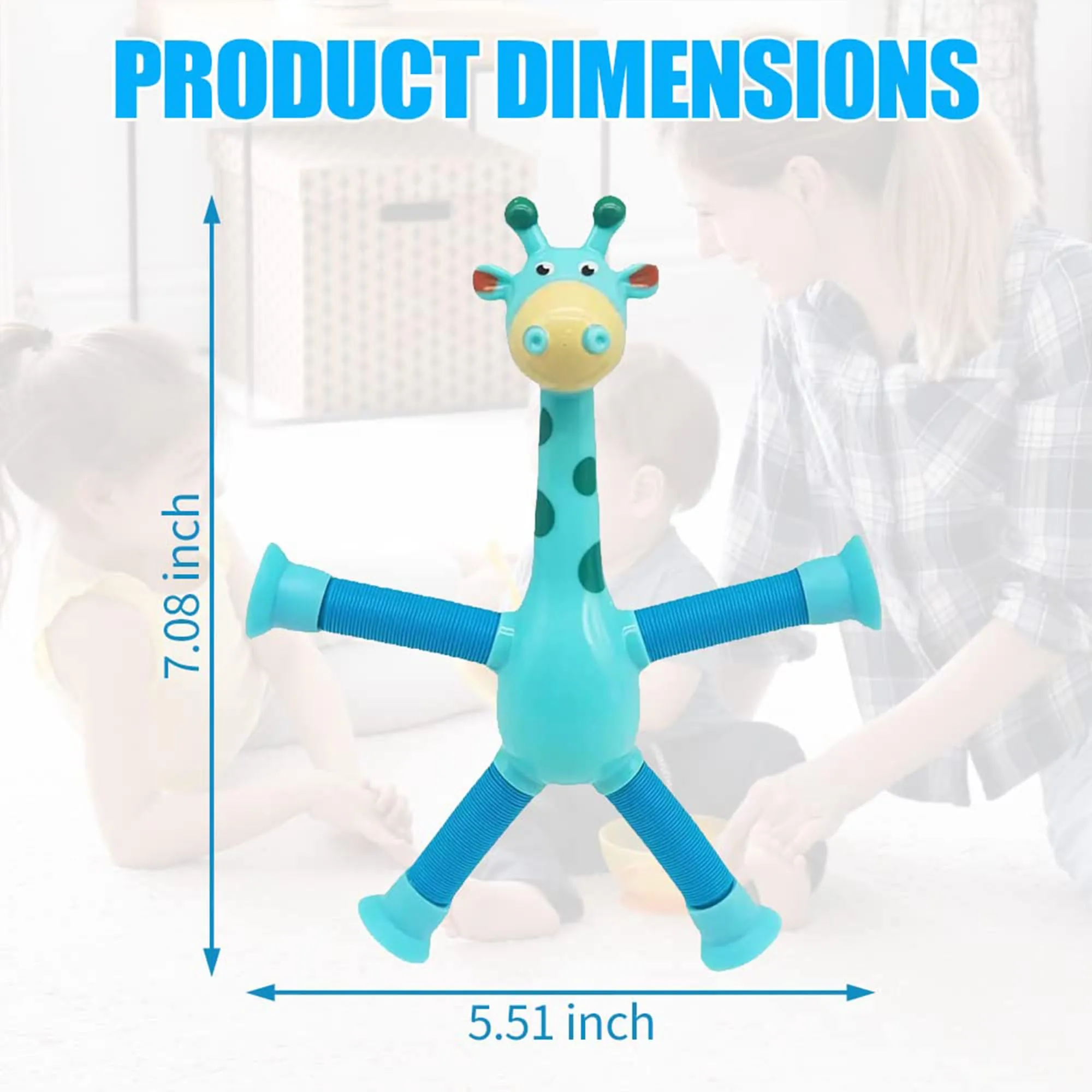 Kidology Telescopic Suction Cup Giraffe Toy, LED Telescopic Pipe with Suction Cup, Shape-Changing Stretch Tube, Parent-Child Interactive Toy Random Colors (Giraffe Figure Set of 2)