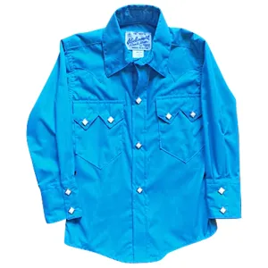 Kid's Vintage Solid Turquoise Western Shirt