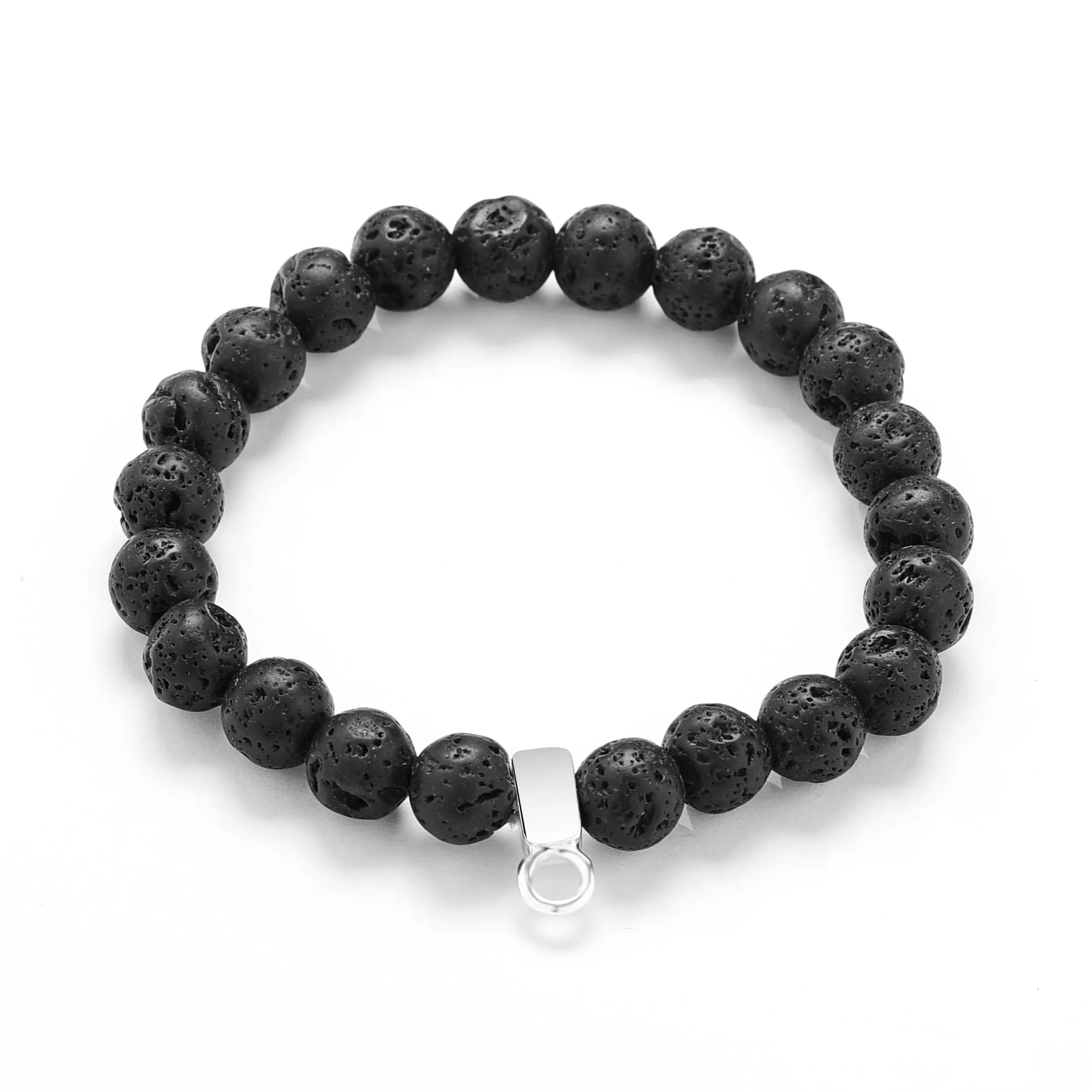 Lava Rock Gemstone Charm Stretch Bracelet