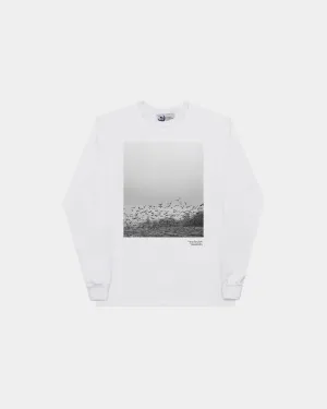 Long Sleeve T-Shirt - Flock of Geese - White (Final Sale)