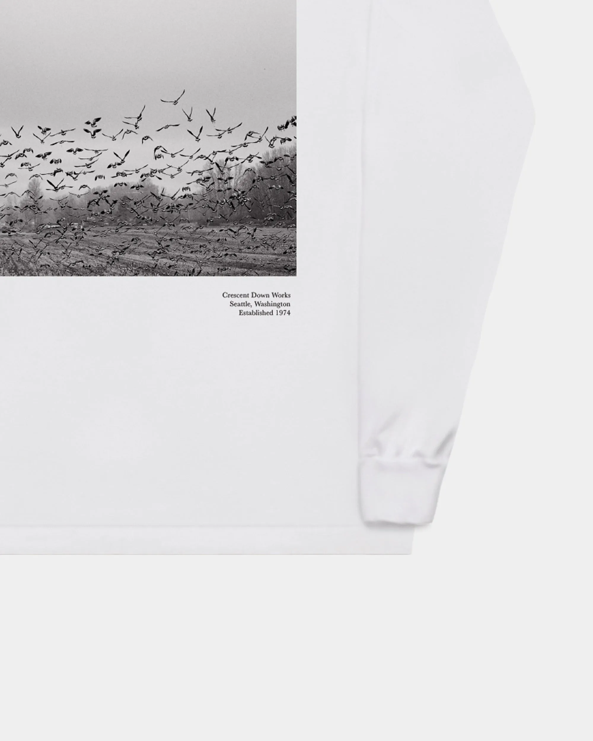 Long Sleeve T-Shirt - Flock of Geese - White (Final Sale)