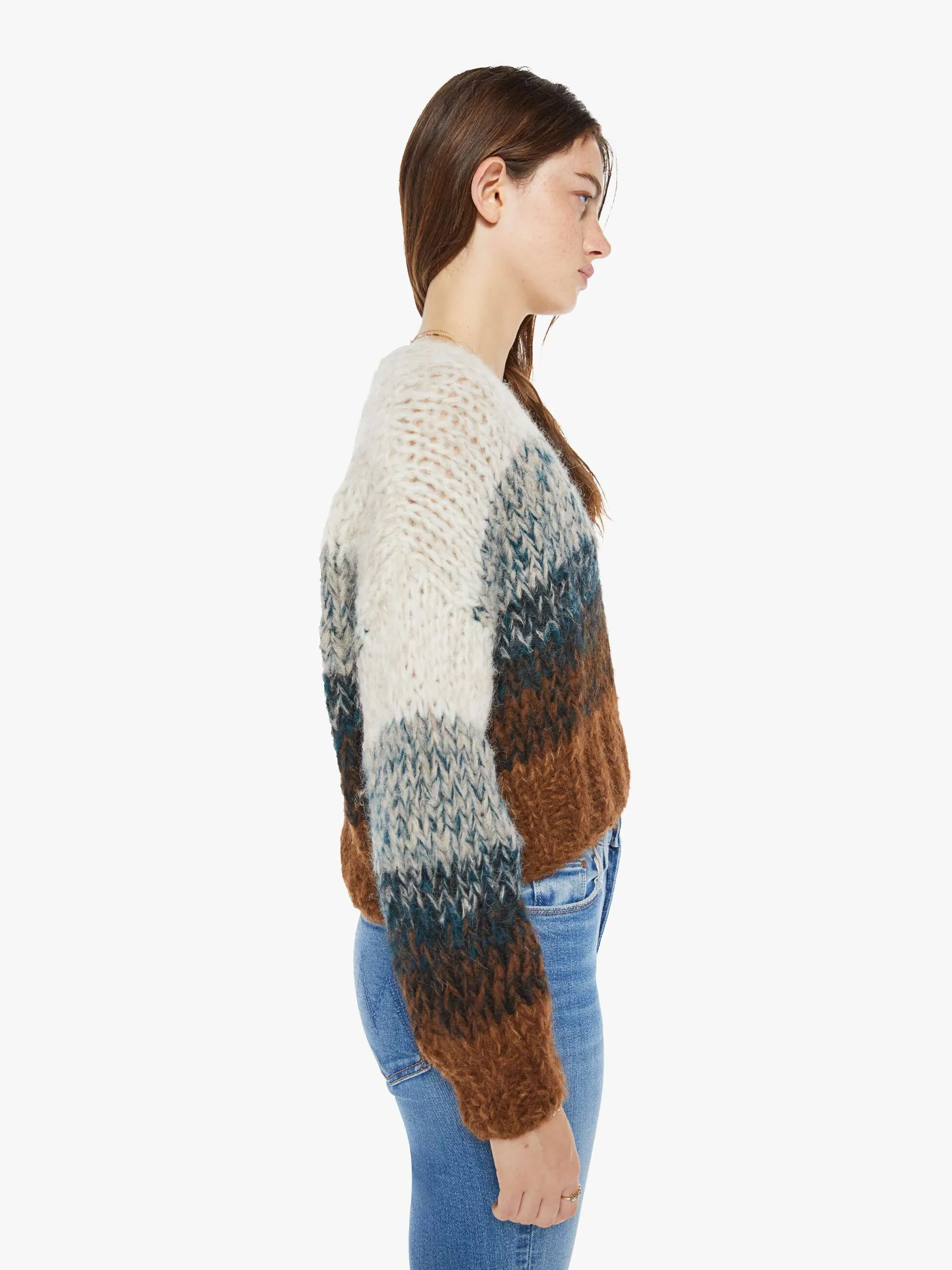 Maiami Alpaca Ombre V-Neck Pullover - Brown Ombre