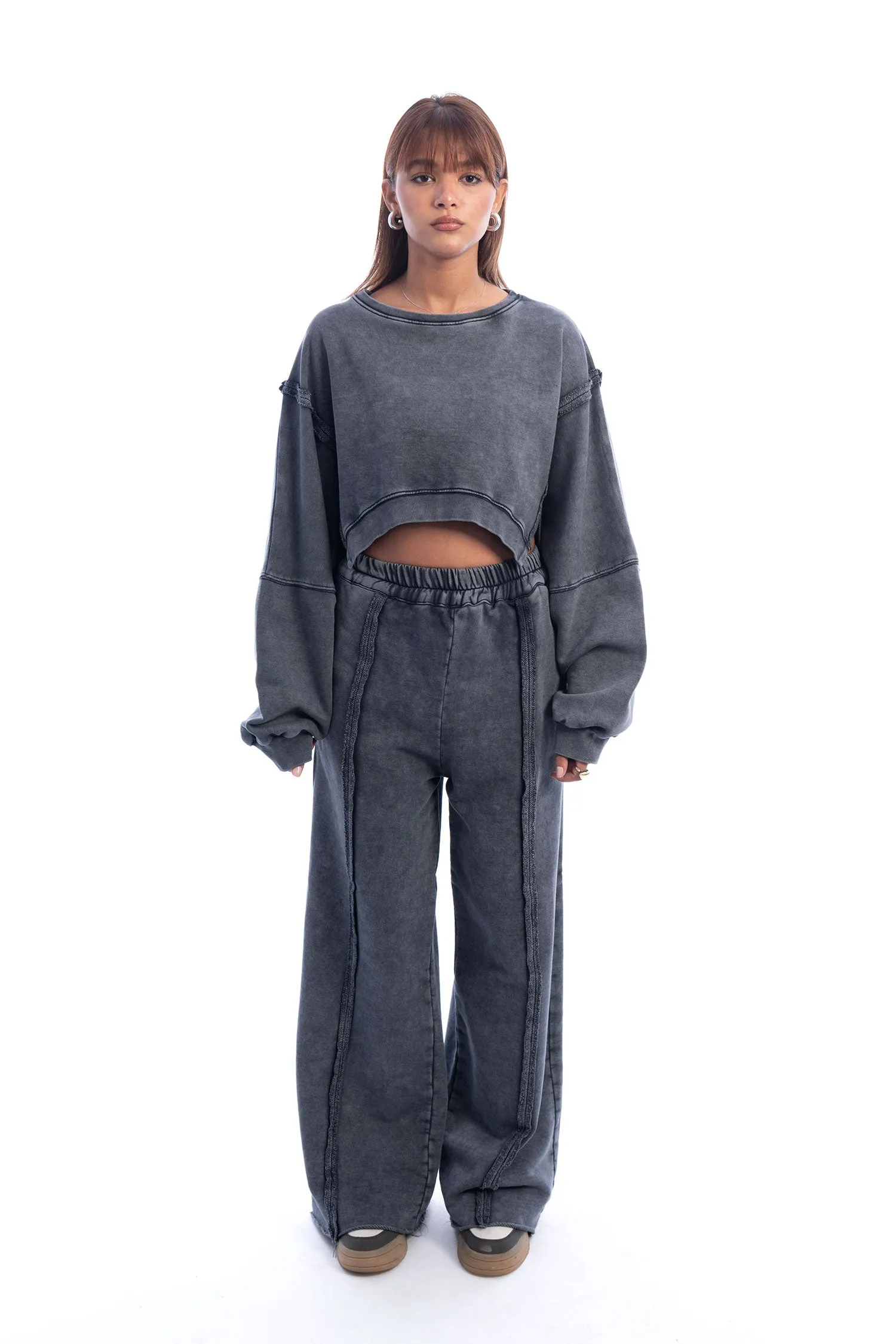 Melton Stone Cropped Sweatshirt - Mitcha Label