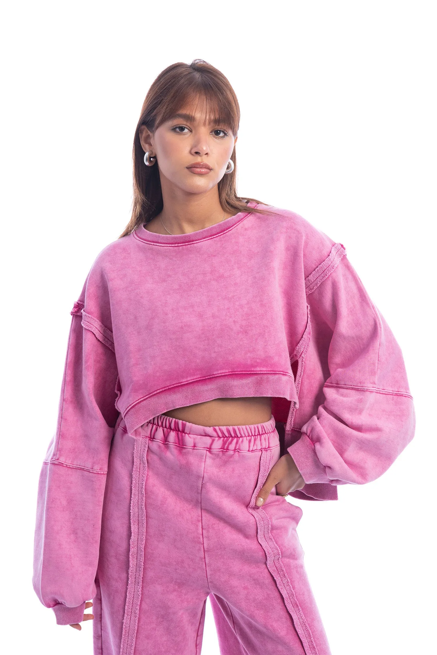 Melton Stone Cropped Sweatshirt - Mitcha Label