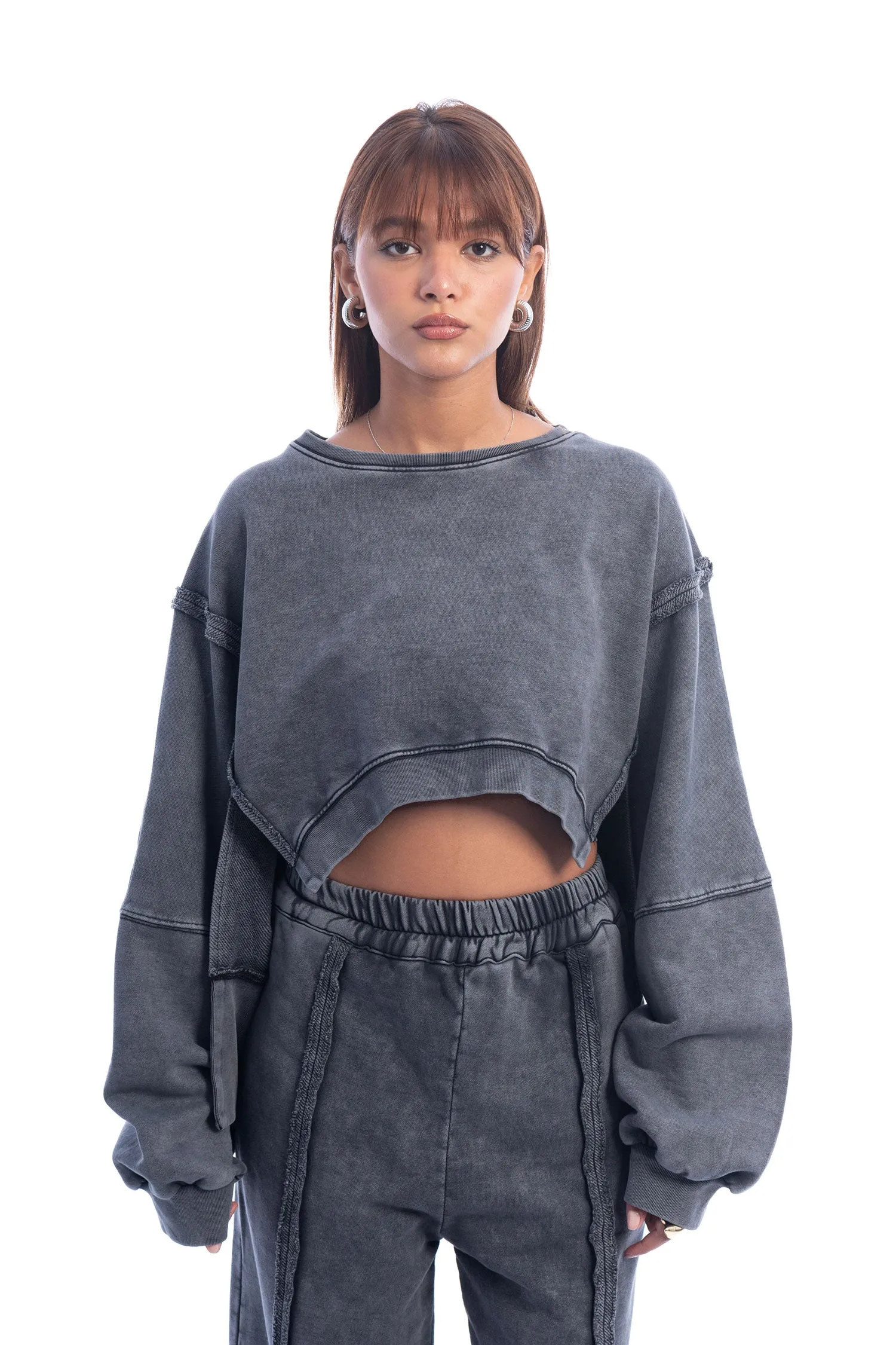 Melton Stone Cropped Sweatshirt - Mitcha Label