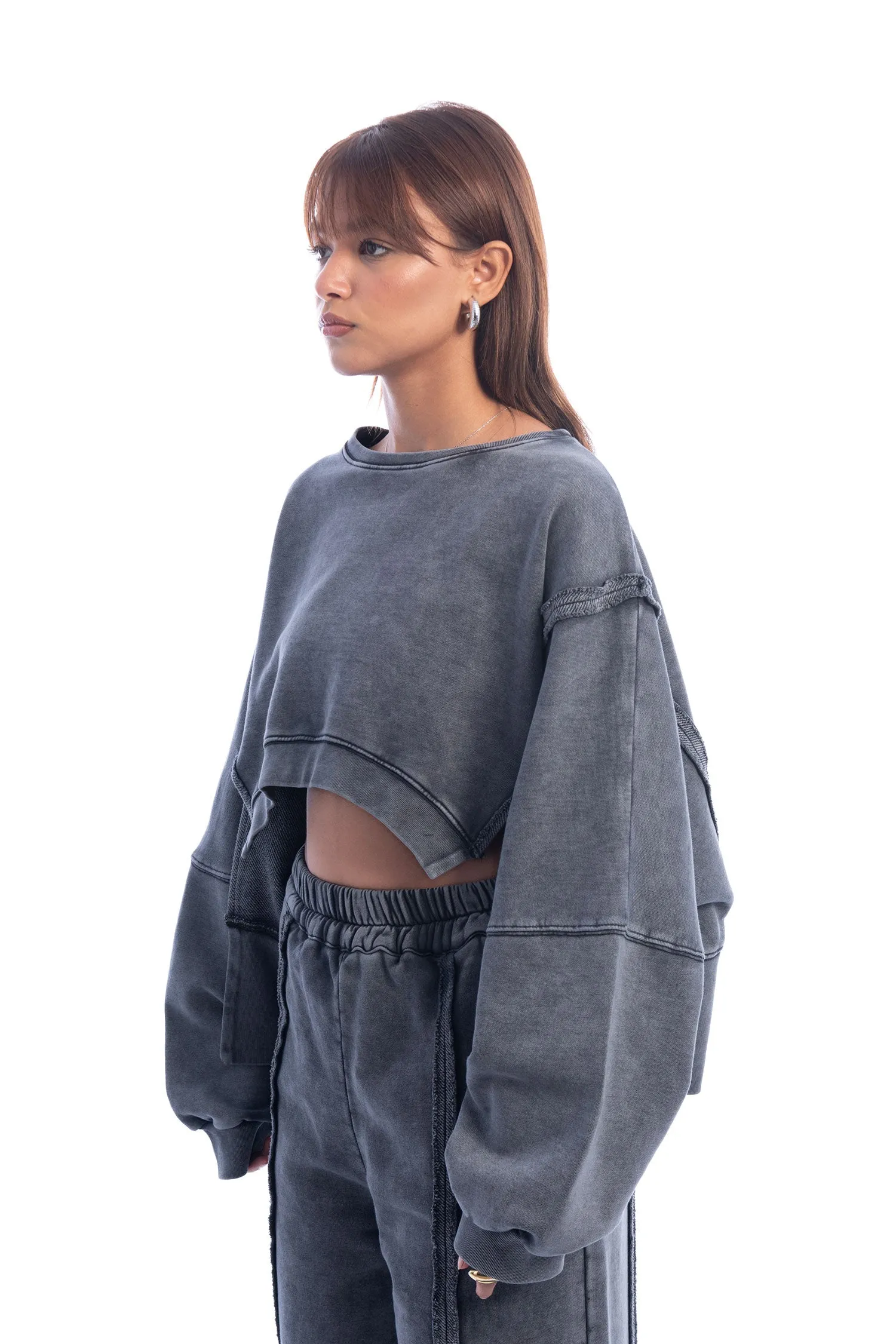 Melton Stone Cropped Sweatshirt - Mitcha Label