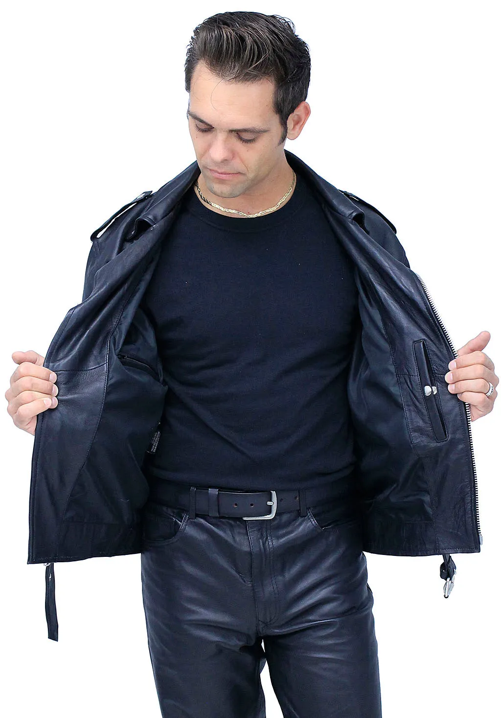 Men's Lightweight Soft Lambskin Leather MC Jacket #M100LAMBK