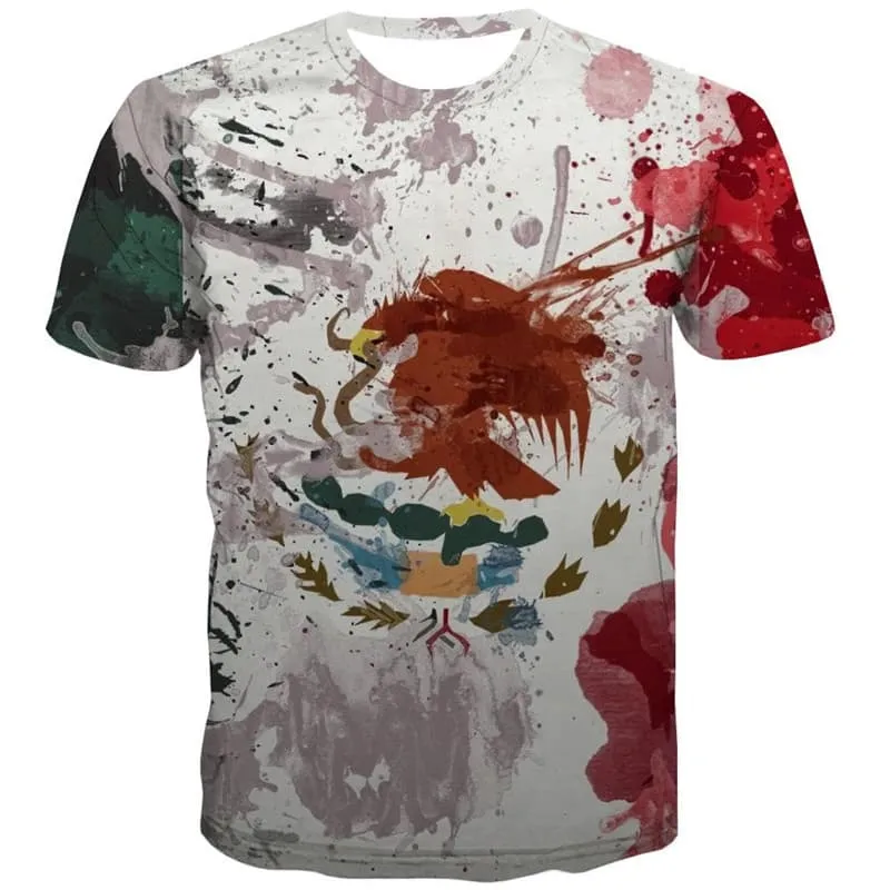 Mexico T-shirt Men Eagle T-shirts 3d Animal Funny T shirts Graffiti Tshirts Casual