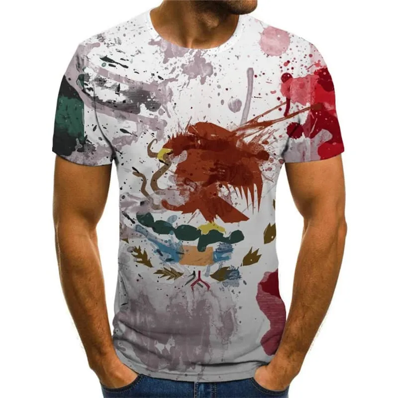 Mexico T-shirt Men Eagle T-shirts 3d Animal Funny T shirts Graffiti Tshirts Casual