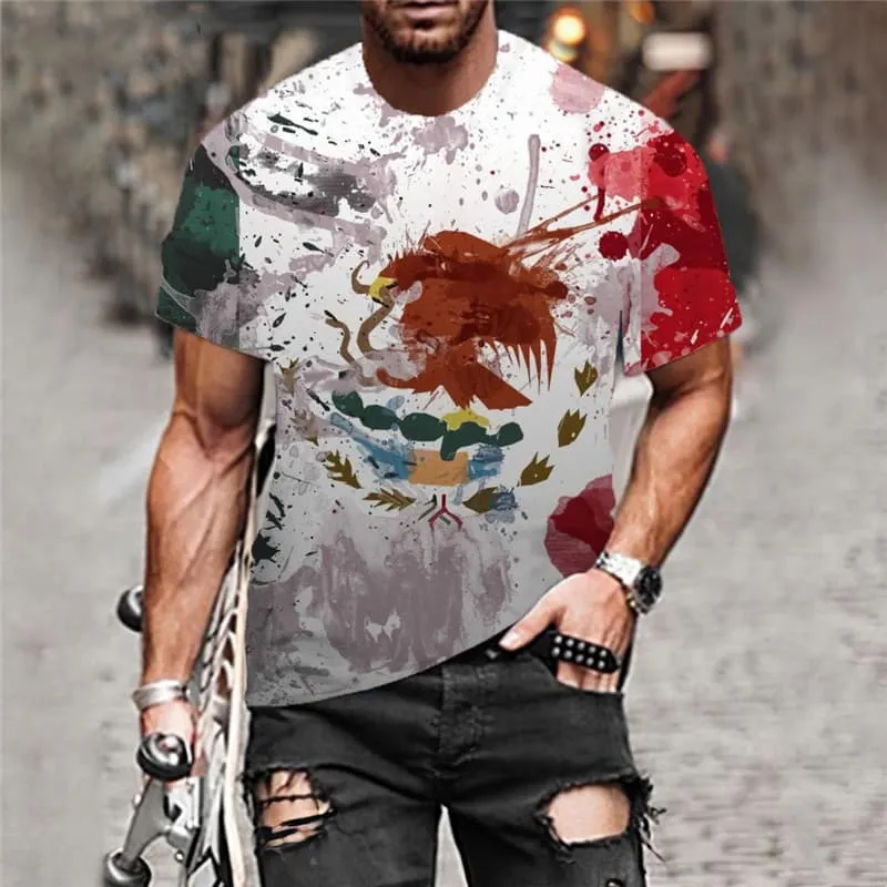 Mexico T-shirt Men Eagle T-shirts 3d Animal Funny T shirts Graffiti Tshirts Casual