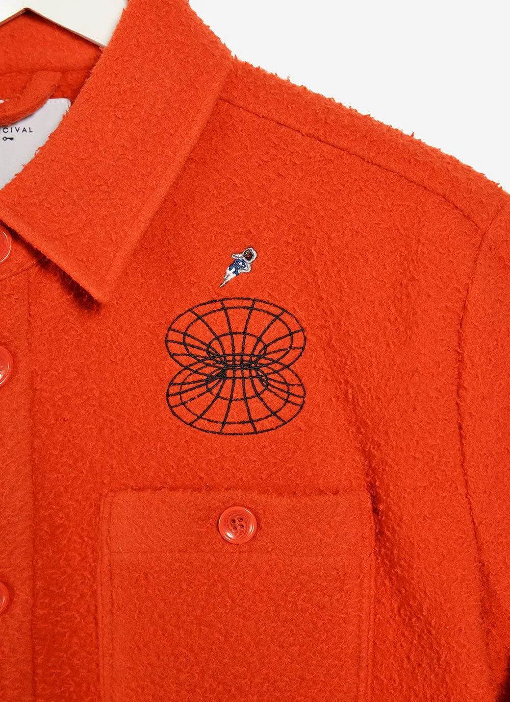 Mystic Hands Embroidered Blanket Overshirt | Casentino Wool | Orange