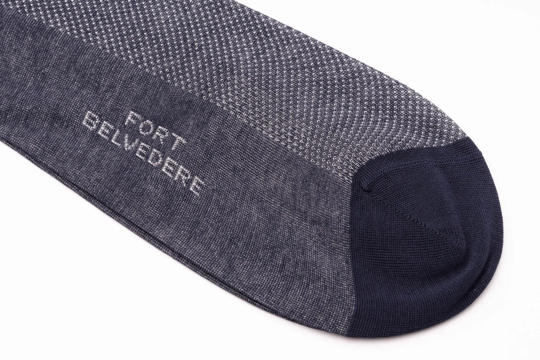 Navy Blue & White Two-Tone Solid Socks