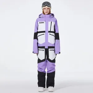 One-piece Ski Suit for Men & Women Patchwork Snowwear