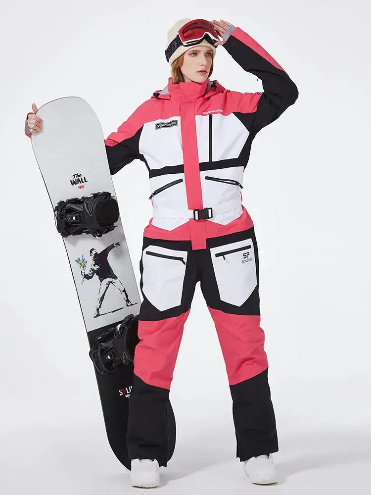 One-piece Ski Suit for Men & Women Patchwork Snowwear