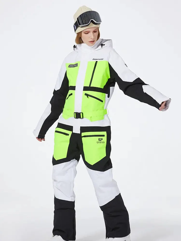 One-piece Ski Suit for Men & Women Patchwork Snowwear