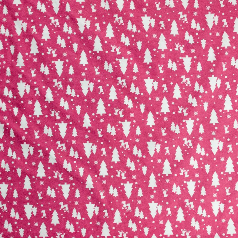 Pine Tree on Pink Printed Flannelette