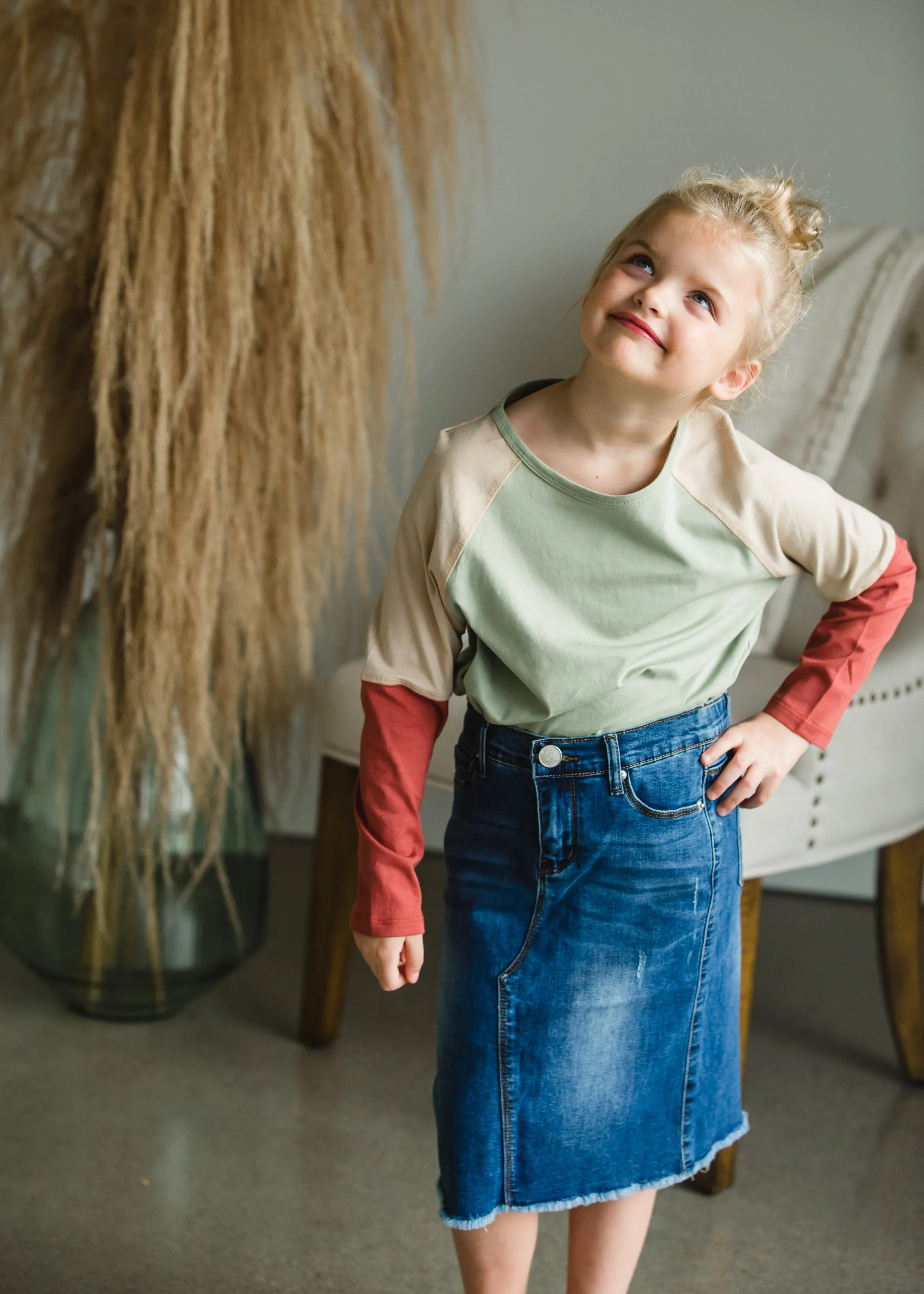 Rust Sage Color Block Top - FINAL SALE