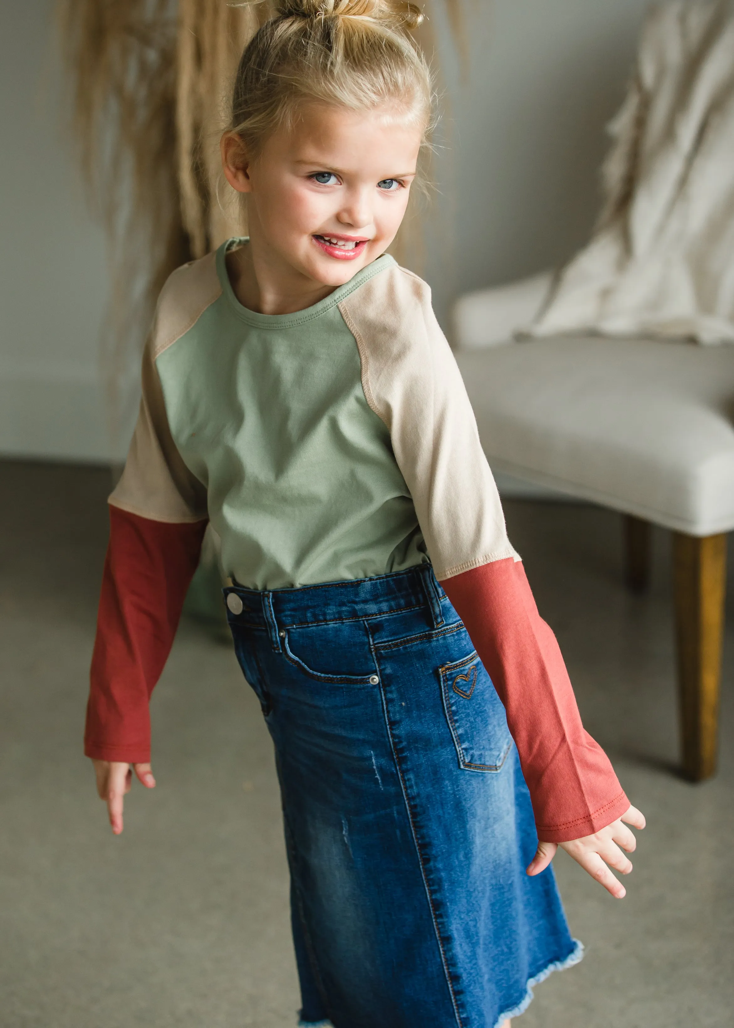 Rust Sage Color Block Top - FINAL SALE