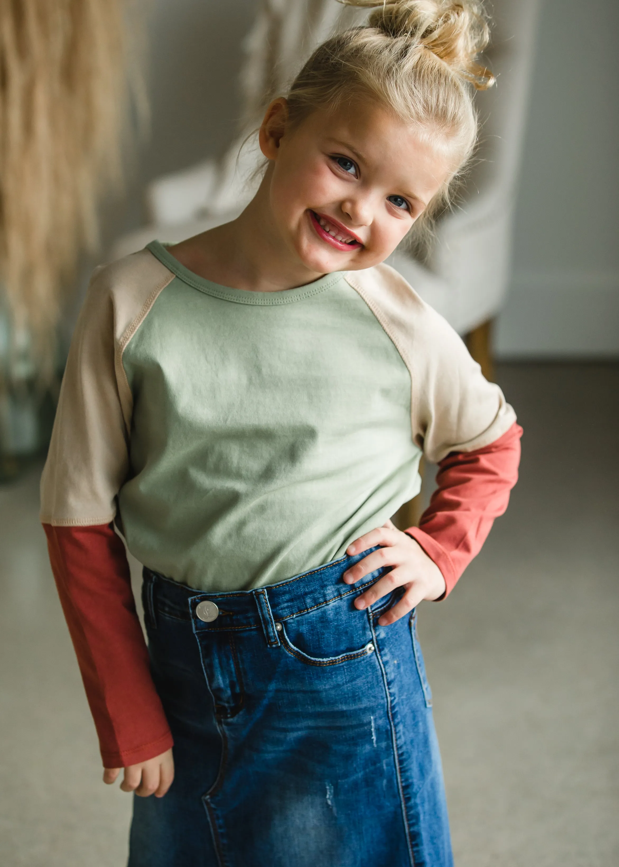 Rust Sage Color Block Top - FINAL SALE