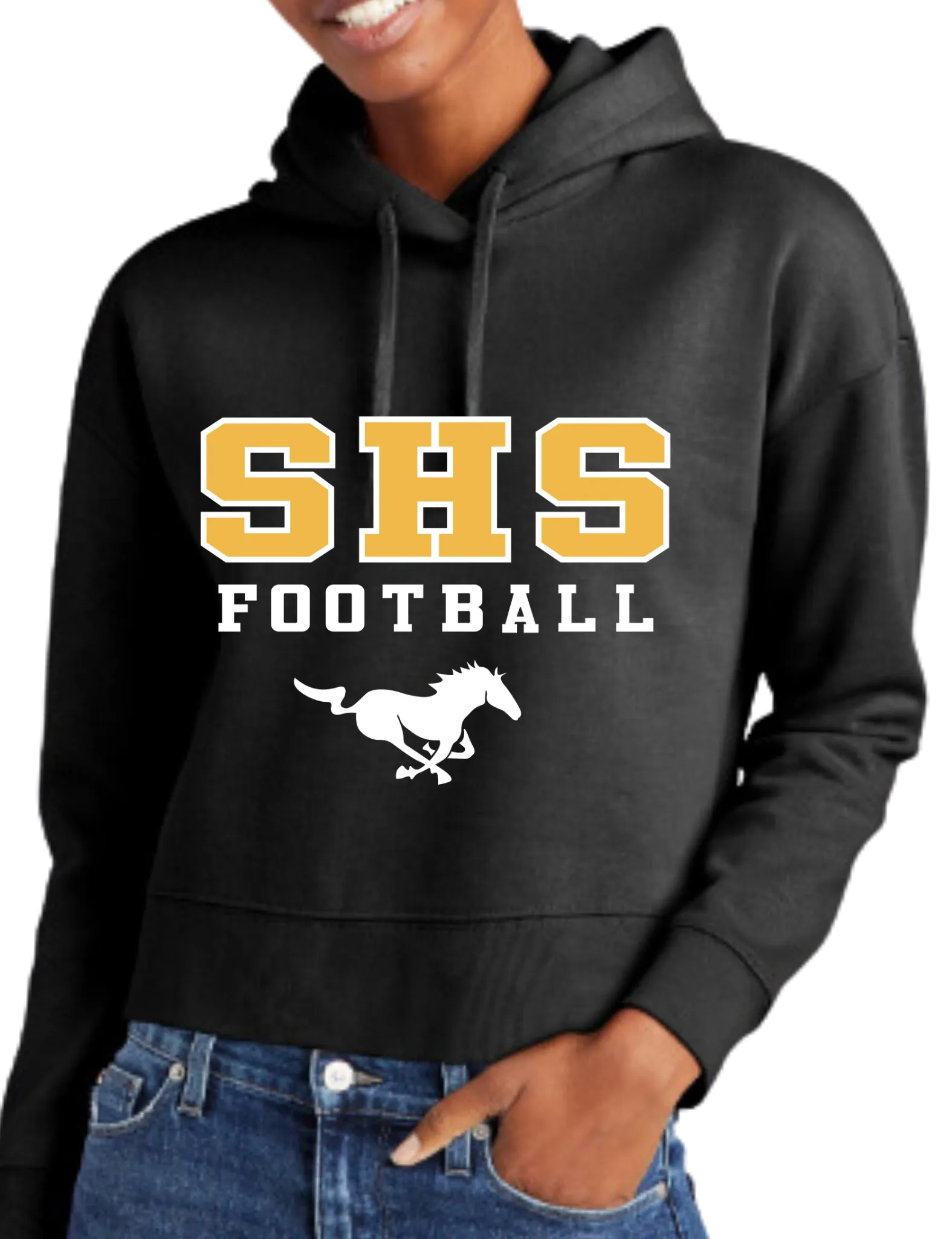 Sahuarita Football 2024 Design #1 Unisex Hoodie or Women's Cropped Hoodie Royal Blue or Black