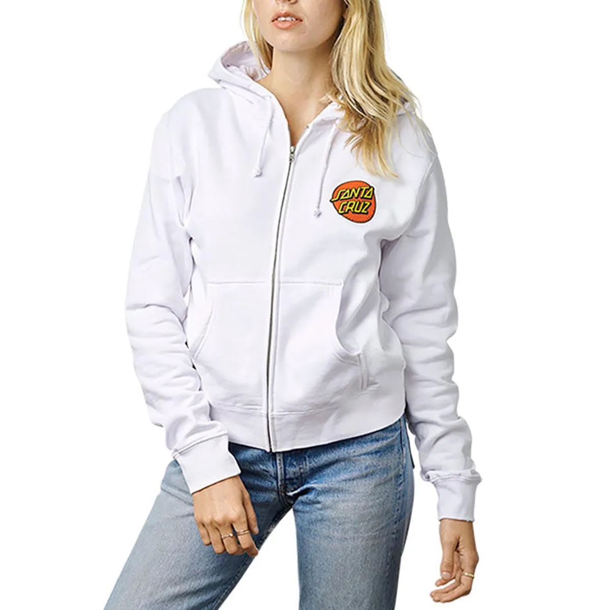 Santa Cruz Womens Classic Dot Zip Up Hoodie - White