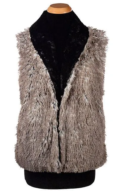 Shawl Collar Vest, Reversible less pockets - Cuddly Faux Fur with Arctic Fox