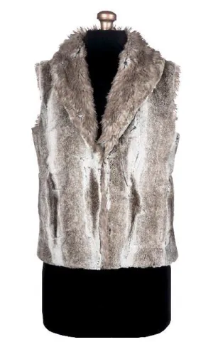 Shawl Collar Vest, Reversible less pockets - Luxury Faux Fur in Birch with Arctic Fox