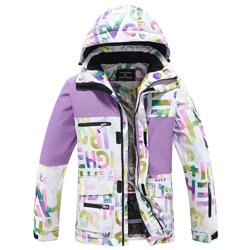 Unisex Patchwork Ski Snow Jacket & Bibs Outdoor Snowwear